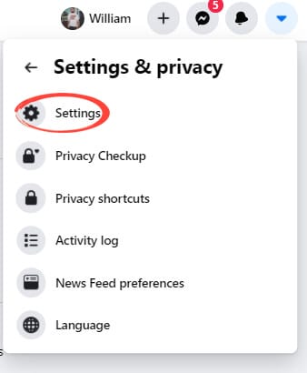 Facebook - Settings Page