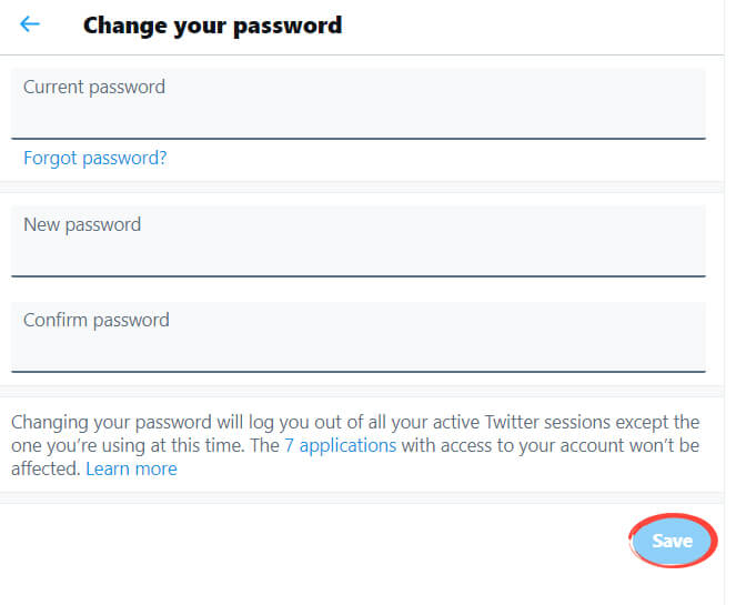 Twitter - Password