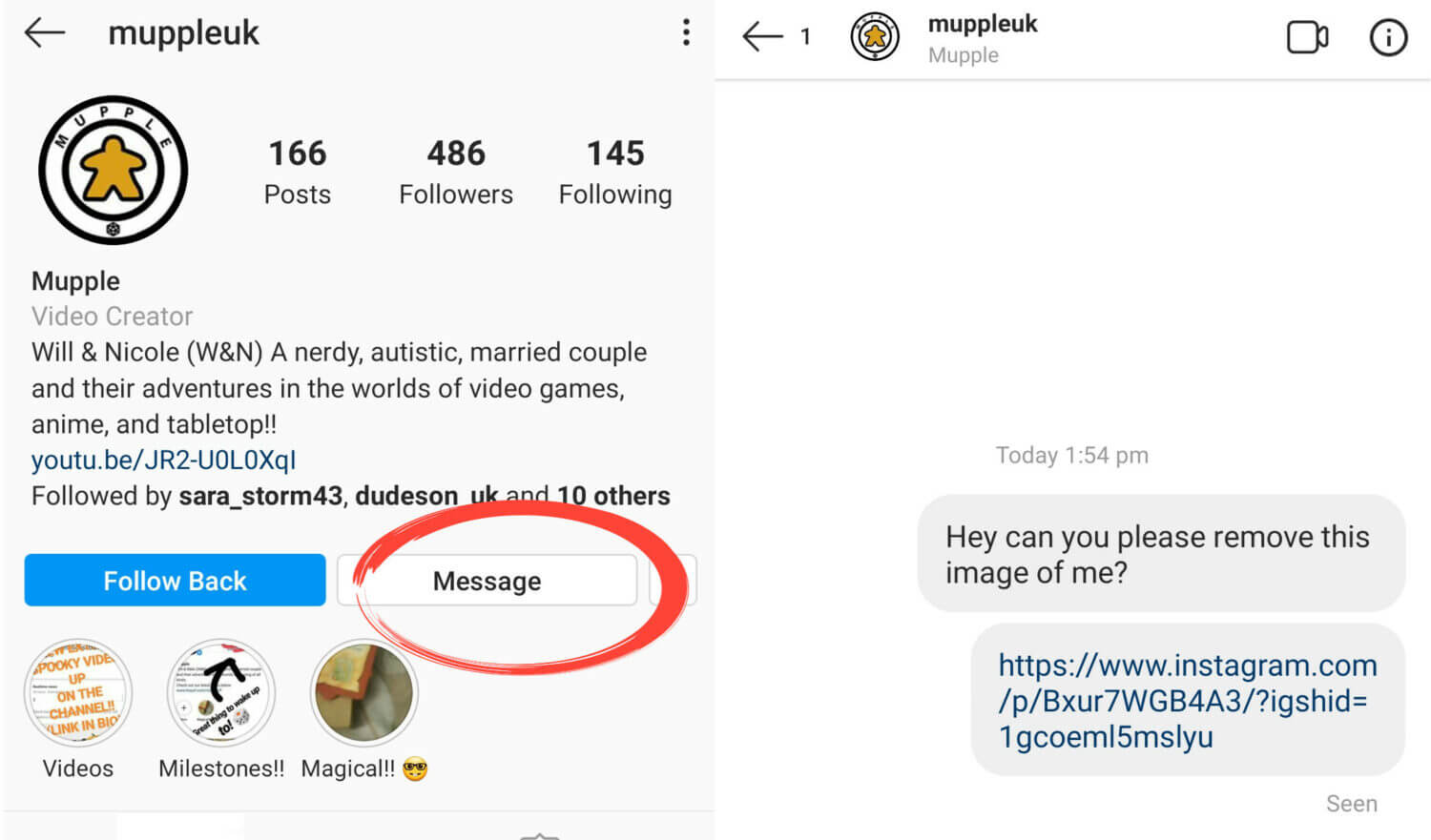 Instagram - Removing an Image Message
