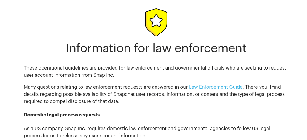 Snapchat - Law Enforcement