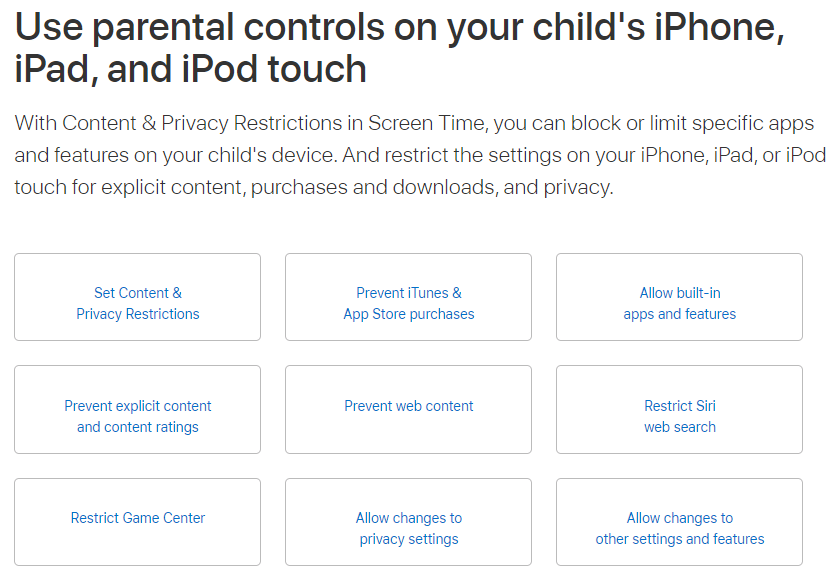 iOS - Parental Control