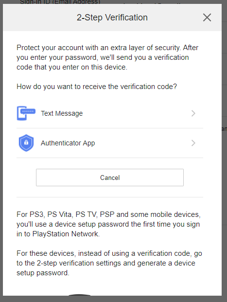 PS 2FA - Text or Auth