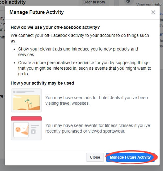 Facebook Activity - Wipe Your Data