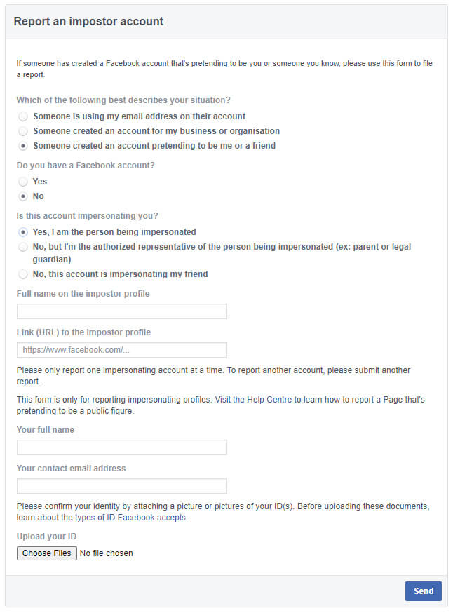 Remove Hacked Facebook Profile Form Guide