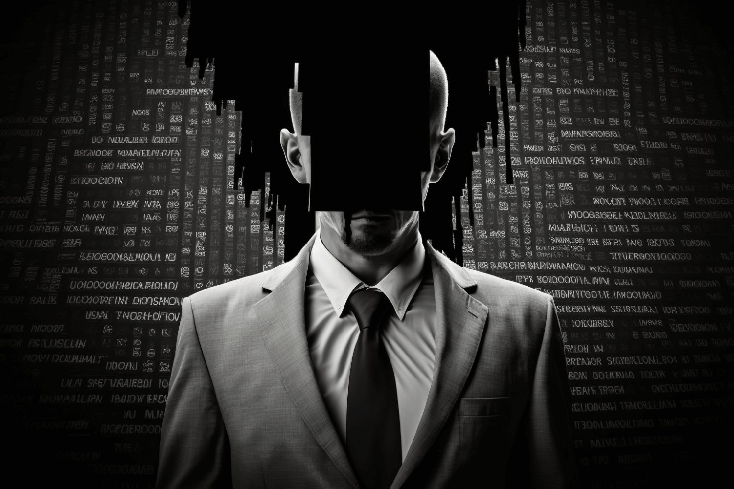 an anonymous man with dark tech background